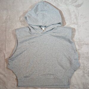 Alo Yoga Hoodie Womens Small Gray Cropped Headliner Shoulder Pad Sleeveless Tank